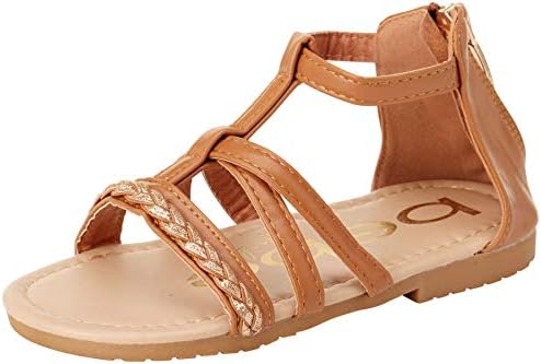 Sandálias para meninas Bebe - Sandálias de Gladiador de Leatherette Strappy com trança de glitter