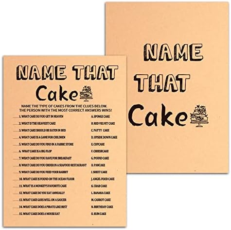 Nome That Cake - Funny Terched Q&A Games Kraft Parper Cards 5 x 7 - Idéias de jogos engraçados para