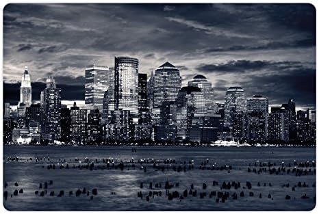 Ambsosonne City Pet Tapete para comida e água, vista dramática do horizonte de Nova York do time de Jersey, edifícios