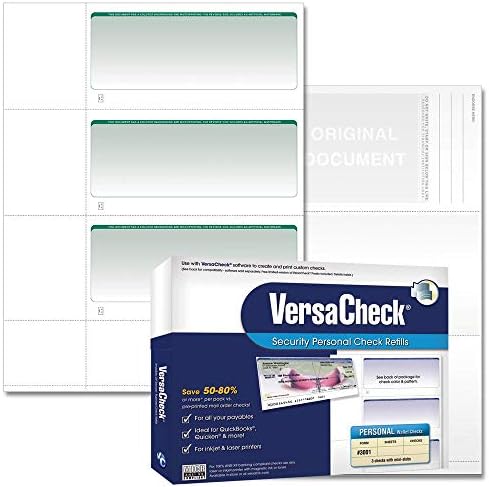 Verificações de verificações seguras de versacheck - 750 negócios em branco ou carteira pessoal - verde graduado