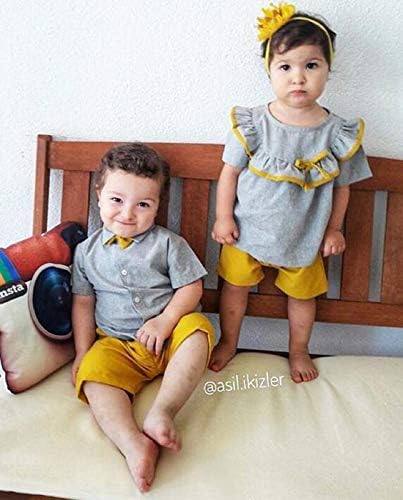 Puseky meninos meninos de manga curta T-shirt tops calças curtas Irmão e irmã combinando roupas