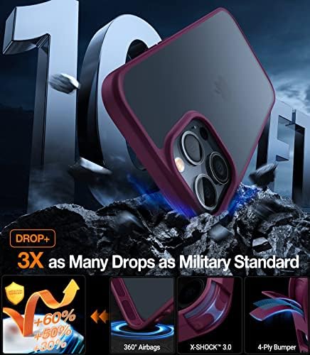 Torras Shocksproof projetado para o iPhone 14 Pro Case, [Drop de grau militar testado] PC translúcido fosco