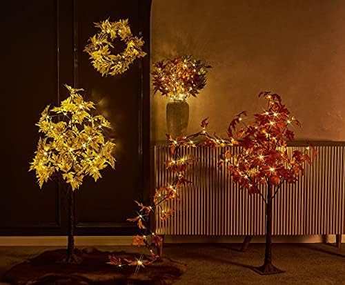Hairui iluminada árvore de bordo 4ft 48 LEDs brancos quentes plug -se, árvore de outono artificial com luzes