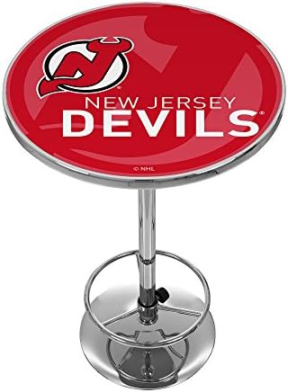Marca de marca comercial NHL2000 -NJD -WM NHL Chrome Pub Table - Watermark - New Jersey Devilsa