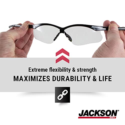 Jackson Safety SG Glasses Anti-arranhas lentes transparentes com quadro preto, 50000