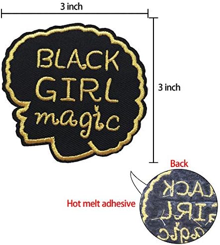 Bordados de bordado, Garota Negra Magic Iron em manchas grandes para reparo de roupas Jeans de mochila, Black Lives