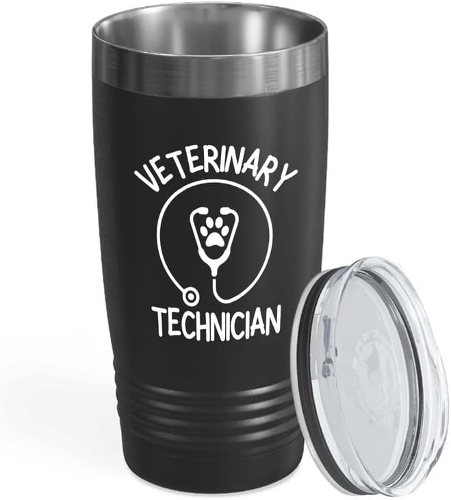 Tumbler veterinário de Black Edition 20oz - Técnico veterinário B - Med Tech Animal Amante Animal