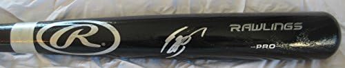 Eric Hosmer autografou Black Big Stick Bat com prova, imagem de Eric assinando para nós, campeão da World Series,