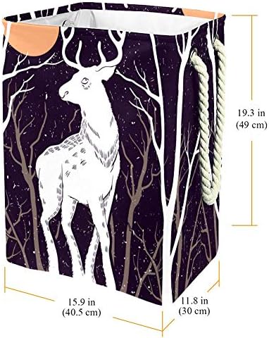 Indomer Snow Deer Under Moon 300D Oxford PVC Roupas impermeáveis ​​cestas de roupas grandes para