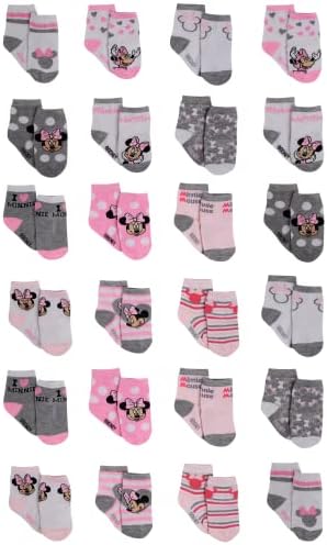 Disney Baby Girls 'Minnie Mouse Socks - 24 Pack recém -nascido, meias infantis