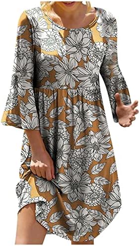 Vestidos fofos nokmopo para mulheres de manga curta verão casual moda floral com manga curta Vestido de