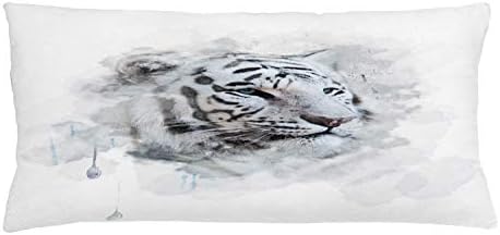 Campa de almofada de almofada de arremesso de animal de Ambesonne, retrato de um tigre branco da natureza selvagem