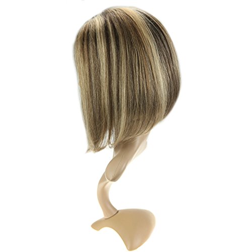 Laavoo 12 Monofilament Wig Gluless Human Hel Destaque Brown Mix Blonde Color 130% Densidade de renda frontal