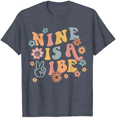 Groovy Hippie 9 é uma camiseta de decoração de festa de 9 anos da vibração