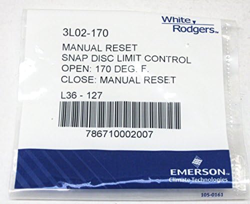Emerson Thermostats Emerson 3L02-170 Snap Disc Limit Control com redefinição manual