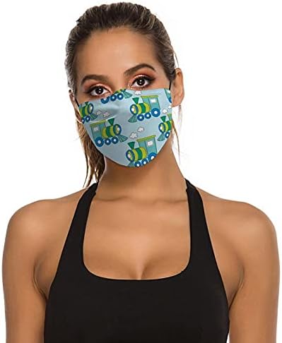 Cool reutilizável lavabável roupas de segurança máscara de design de arte veículo trem azul verde office