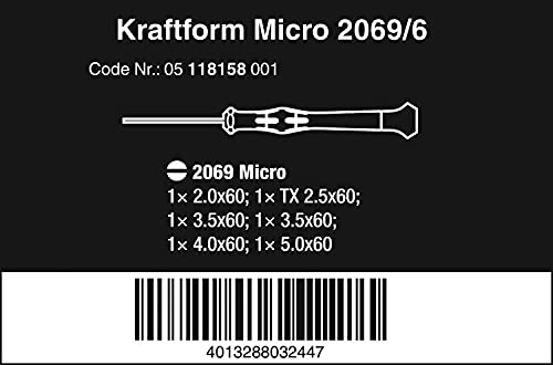 WERA - 5118158001 Kraftform Micro 2069/6 Conjunto de noz de precisão, 6 peças
