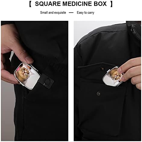 Caixa de pílula quadrada surpreendeu a caixa de pílula de gato organizador de comprimidos de estojo de metal