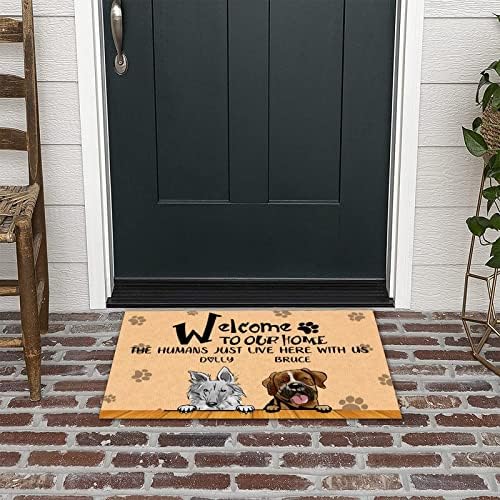 Bem -vindo à nossa casa, os humanos apenas moram aqui conosco com tapete de cozinha cães personalizados nome