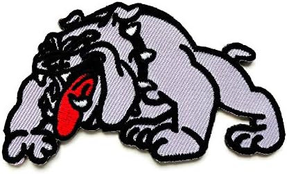 TH Grey Bulldog Pitbull Dog Pet fofo de desenho animado Logotipo de motocicleta Apliques Bordados costura em