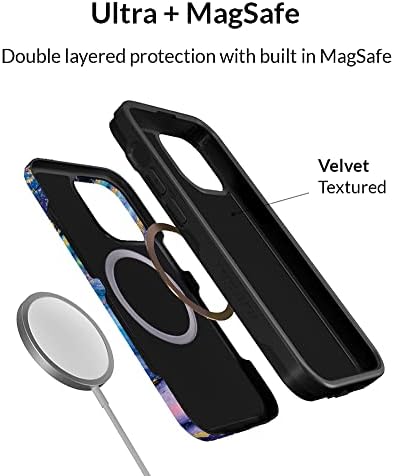 Caviar de veludo projetado para iPhone 13 Case Galaxy Glitter [10ft Drop Tested] Compatível com MagSafe