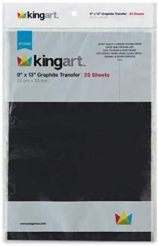 Papel de transferência de grafite Kingart ™, 9 x 13, 25 folhas, papel de carbono encerado para