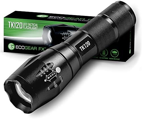 Lanterna tática de LED EcoGear FX - luz de mão TK120 com 5 modos de luz, resistente à água, zoomable -