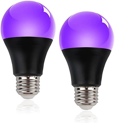 A19 Lâmpada LED preta, lâmpada de 8W Blacklight, lâmpadas pretas com base E26, UVA Nível 395-400nm, brilho