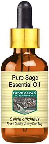 Devprayag Pure Sage Óleo essencial com gotas de gotas de vidro de grau natural de grau natural destilado 10ml