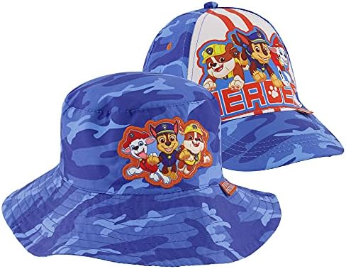 Patrulha da Paw Capta de sol ou boné de beisebol infantil e chapéu de balde para praia, 2-4 anos