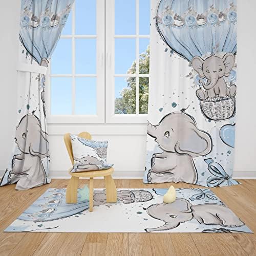 Elefantes e balões fofos cortinas de menino de menino cortinas de berçário cortinas de janela