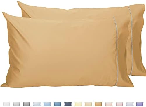 Caso de travesseiros de girassol Conjunto de 2, fronhas de algodão queen, 20 × 30 polegadas com acabamento
