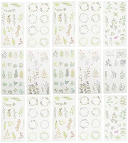 Decoração botânica de Sewacc 30pcs adesivos Washi adesivos decorativos adesivos vintage washi stiker steary stickers