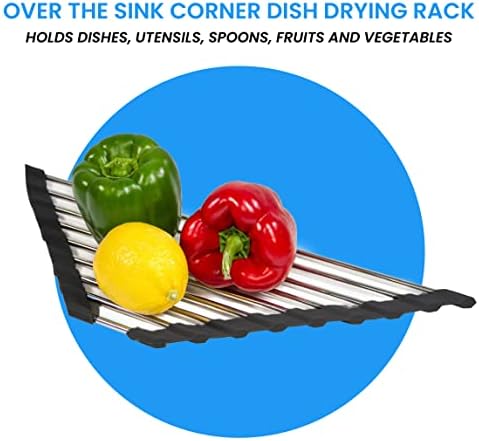 Grand Fusion Roll-up sobre o rack de secagem da pia, segura pratos, utensílios, colheres, frutas e legumes,