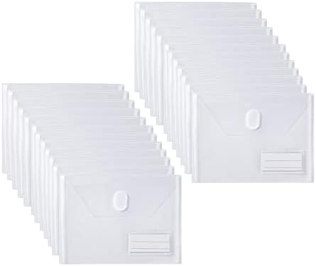 Suosuotree 5x7 limpo pequenos envelopes plásticos fechamento do loop de gancho com bolso de etiqueta 24packs