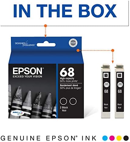 Epson T068120 -D2 EPSON DURABRITE Ultra 68 Black -ink -ink de alta capacidade -Pacote duplo -Cil