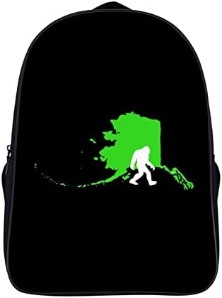 Alaska State Bigfoot Backpack Backpack estético Bookbag pesado Daypacks Bolsa de trabalho de ombro para