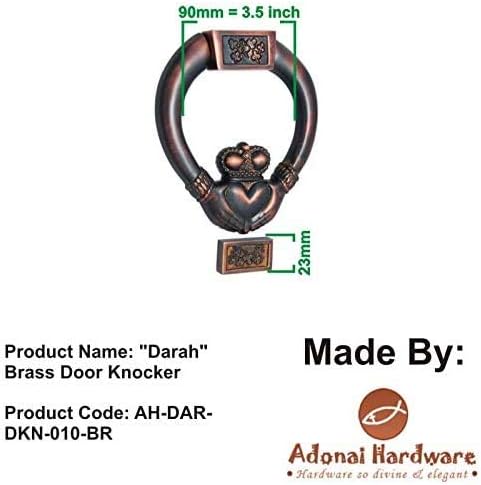 Hardware Adonai Darah Knocker de porta de ferro fundido antigo