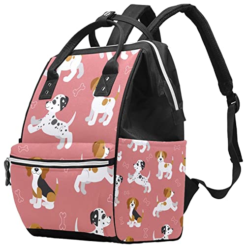 Funny Puppy Dog Beagle Dalmácia Pattern fralda Bags Backpack Mummy Backpack de grande capacidade