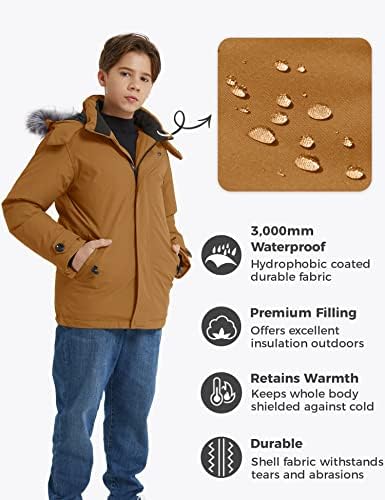 Wantdo Boys 'Wood Water impermeável casaco de inverno acolchoado esperança de jaqueta de jaqueta com
