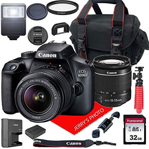 Câmera DSLR da Canon EOS EOS 4000D com Canon EF-S 18-55mm f/3.5-5.6 III Lens de zoom + Cartão SD de 32