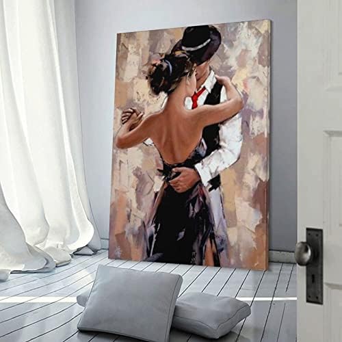 Homens e mulheres dança de paixão romântica, pintura de parede de tango Pintura a óleo Poster de arte, tango dançarino
