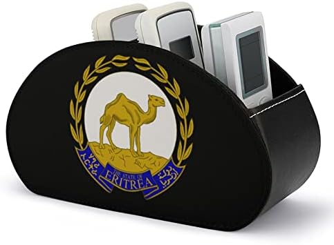 Eritreia National Emblem Leather Remote Control titular com 5 compartimentos bandeja de mesa de armazenamento