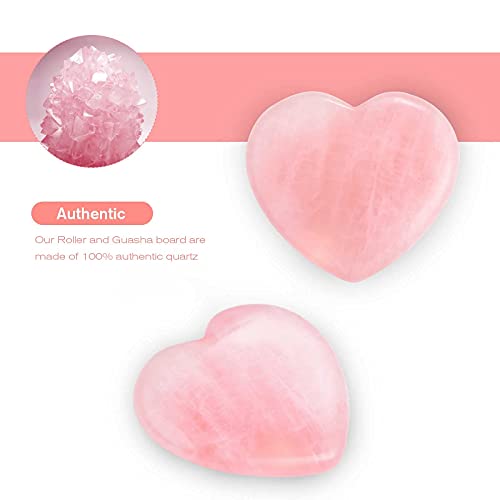 Pedras de quartzo de rosa naturais brilhantes, cristal de coração amor forma de rosa conjunto de cristal