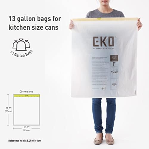Rolo Eko Easy-Disense de 60 contagem de sacos de lixo de cozinha de cordão extra-forte-13 galões 60 pacote,