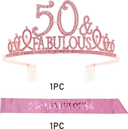 50 Aniversário, 50º aniversário para mulheres, 50º aniversário Tiara Pink, 50 e Fabulous, 50 aniversaria