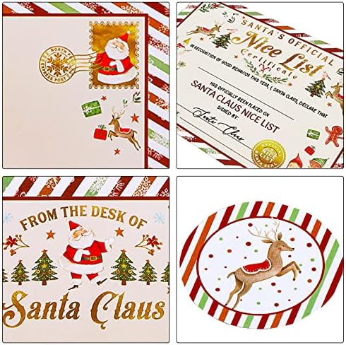 Certificado de cartas oficiais do AnyDesign Christmas do conjunto de Santa Claus inclui 5pcs de listras