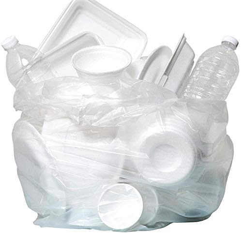 ALuf Plastics 45 galões 12 mícrons sacos de lixo transparentes - 39 x 46 - pacote de 250 - para casa,