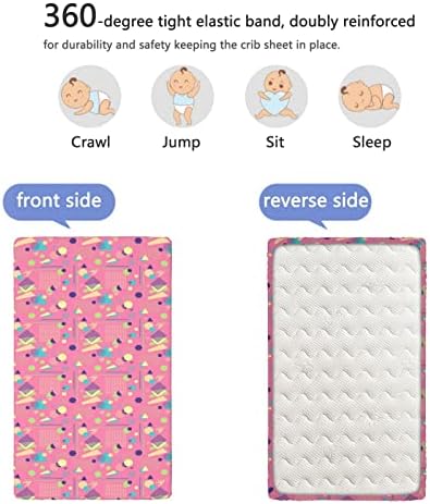 Mini-berço com tema geométrico, lençóis de berço, lençóis portáteis de mini berço lençóis macios