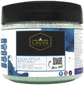 Lavya Luuário Eucalyptus fórmula de sal natural de banho natural para o corpo e o pé relaxante, recuperação